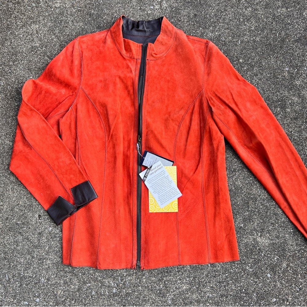Vintage 90’s deadstock denim & co. thin leather reversible zip-up jacket